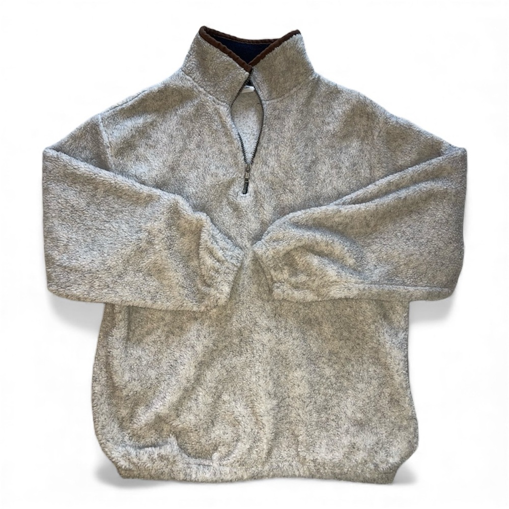Timberline Colorado Cozy Quarter Zip-Up Pullover Sweater in Light Gray/Cream - Picture 8 of 8